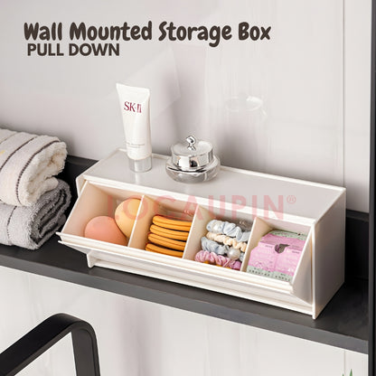 LOCAUPIN Wall Mounted Organizer Storage Box Multifunctional Pull Down Space Saver Kitchen & Bathroom Container Storage