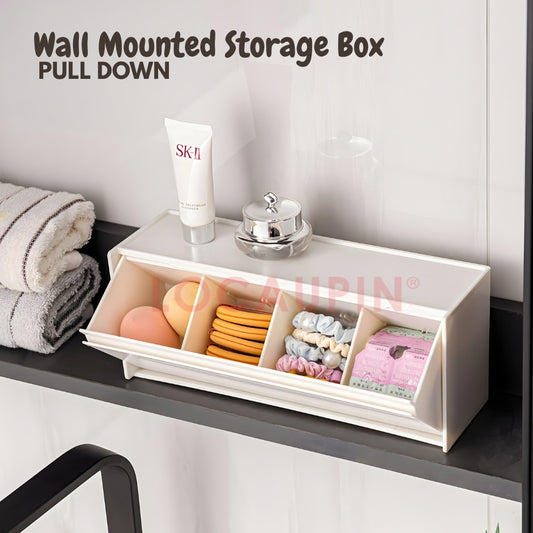 LOCAUPIN Wall Mounted Organizer Storage Box Multifunctional Pull Down Space Saver Kitchen & Bathroom Container Storage