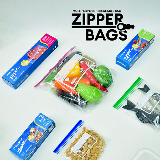 Locaupin Multipurpose Plastic Resealable Bag Ziplock Seal Refrigerator Food Fresh Keeping Sandwich Snack Storage Pack