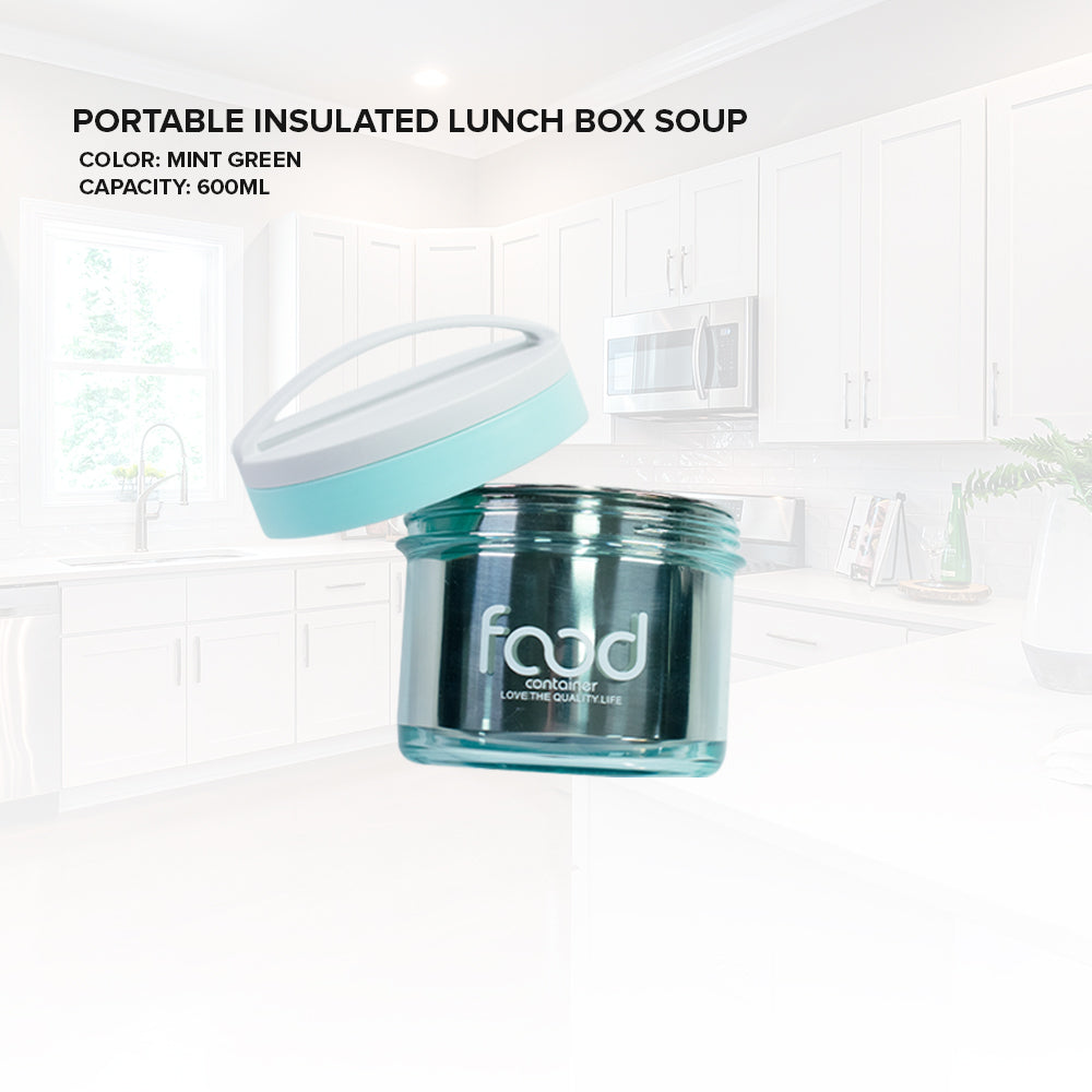 Locaupin Home Lunch Box Free Spoon Stainless Steel Liner Food Keeper Smart Diet Storage Container with Handle For Kids Adult Office Travel Use