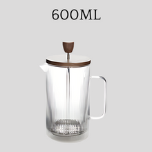 Load image into Gallery viewer, Locaupin French Press Coffee Maker with Handle and Walnut Wood Lid High Quality Hot and Cold Resistant Borosilicate Glass Pot
