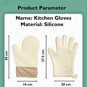 Locaupin Multifunctional Cooking Gloves Kitchen Silicone Heat Resistant Oven Mittens Waterproof Long Thick Kitchenware Gloves