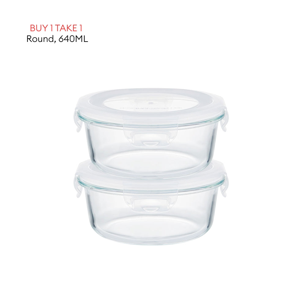 LOCAUPIN B1T1 2-Pack Airtight Borosilicate Glass Food Containers with Silicone Lid Microwave Safe Leakproof Lunch Box