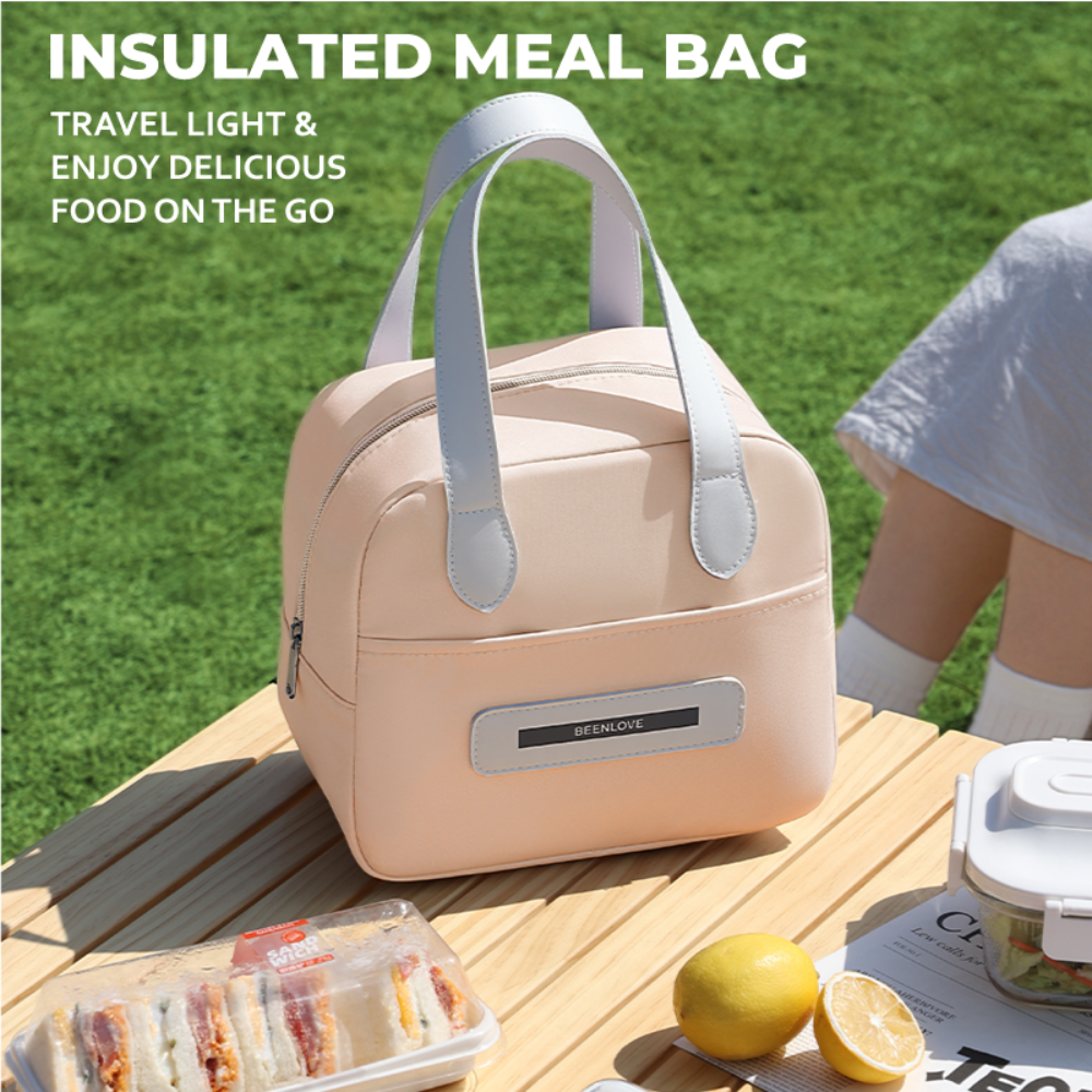 Locaupin Smiley Food Bag Waterproof and Insulated Meal Bags with Front Pocket Large Capacity Office School Portable Lunch Storage