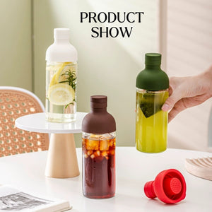 LOCAUPIN Glass Water Bottle Hot Cold Smoothie Juice Leak-Proof Travel Tumbler Silicone Cup Cover