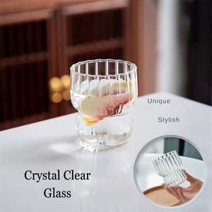 LOCAUPIN Stripe Texture Coffee Mug Crystal Borosilicate Glass Drinking Cute Cup Hot Cold Beverage