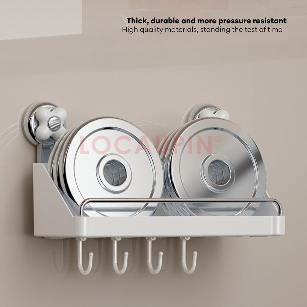 LOCAUPIN Wall Mounted Kitchen Racks Organizer Hanging Multifunctional Sunction Cup Spice Rack Storage Space Saving Shelf