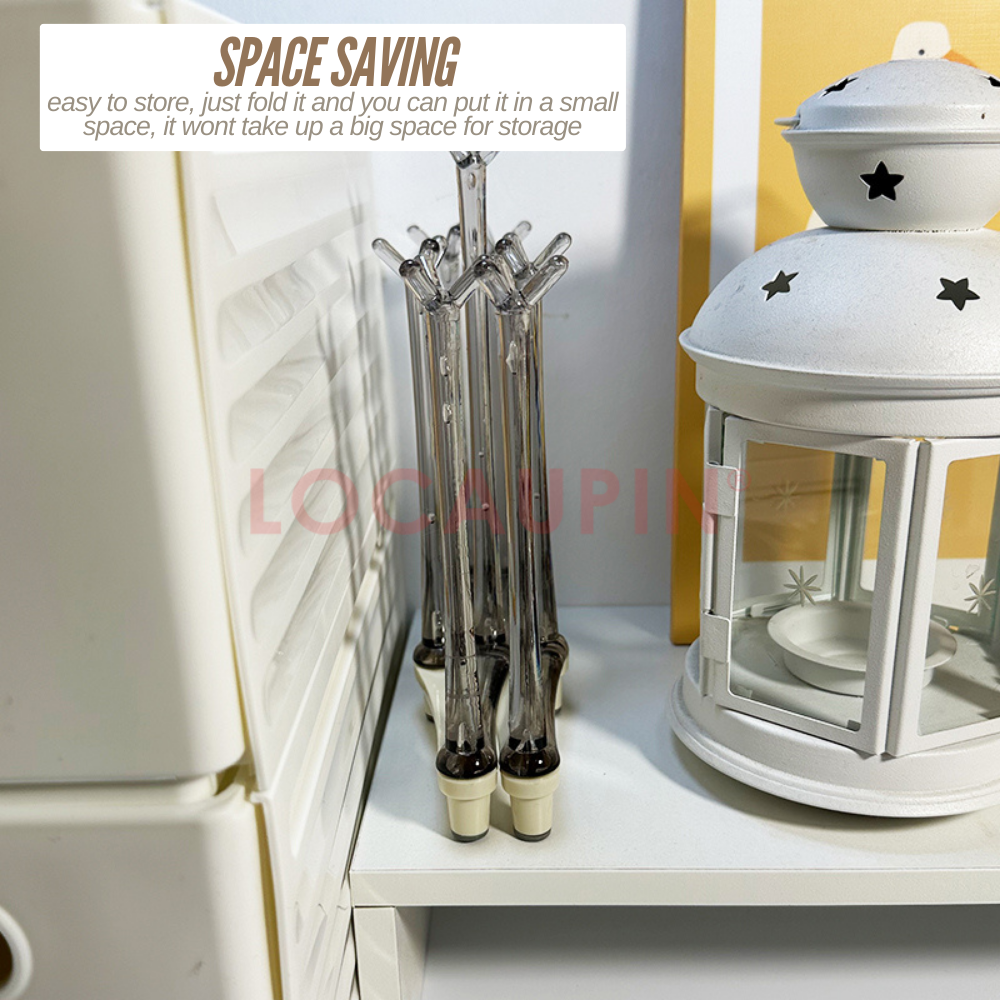 Locaupin Minimalist Inverted Cup Draining Rack for Kitchen Countertops Foldable Drinking Glass Holder Space Saving Mug Storage