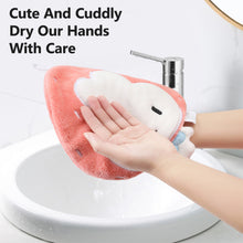 Load image into Gallery viewer, Locaupin Cute Cartoon Animal Hand Towel with Hanging Loop Soft Absorbent Fast Drying Washcloth For Kitchen Bathroom  Use
