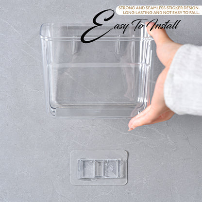 LOCAUPIN Wall Mounted Clear Organizer Bin Self Draining Multipurpose Kitchen Bathroom Laundry Vanity Storage Shelf