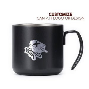Locaupin 350ml Stainless Steel Coffee Mug with Handle Iced Drinks Insulated Cup Lid Hot Cold Beverage Home Office Use