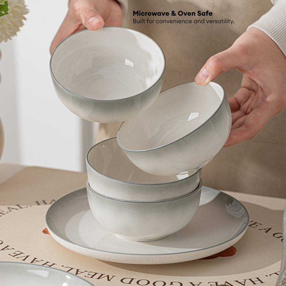 LOCAUPIN Ceramic Elegant Modern Dinnerware Microwave & Oven Safe High Quality Ceramic Bowl Plates Tableware Collection