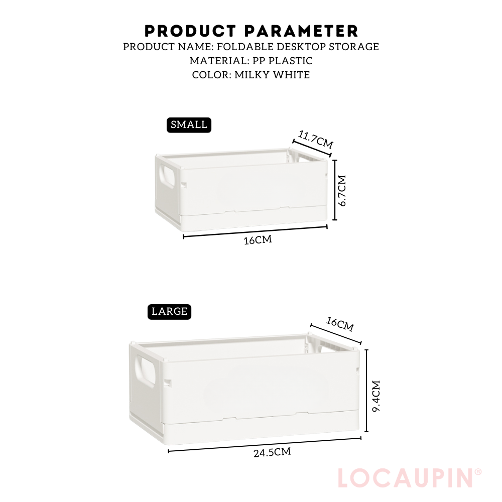 Locaupin Foldable Storage Basket Multipurpose Desktop Organizer for Office and School Stationery Supplies Container