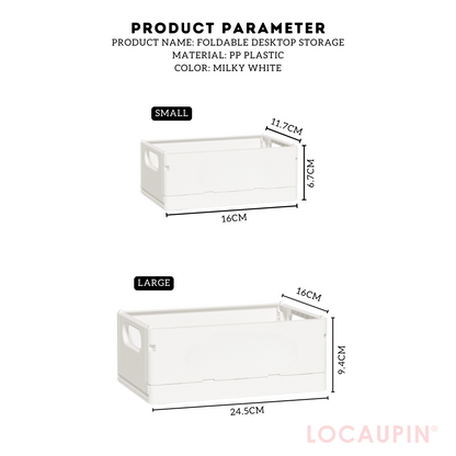 Locaupin Foldable Storage Basket Multipurpose Desktop Organizer for Office and School Stationery Supplies Container