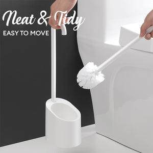 Locaupin Household Toilet Bowl Brush and Holder Stand Magnetic Handle Ventilated Quick Drying Bathroom Scrubber Deep Cleaning Tool