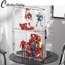 Load image into Gallery viewer, Clear Toy Collection Display Wall Mounted Organizer Multipurpose Cosmetic Storage Adjustable Partition Compartment with Dust Proof Lid
