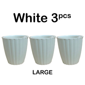 Locaupin White Line Textured Flower Pot Modern Home Garden Plants Outdoor Decor Wicking Rope Self Watering Planter