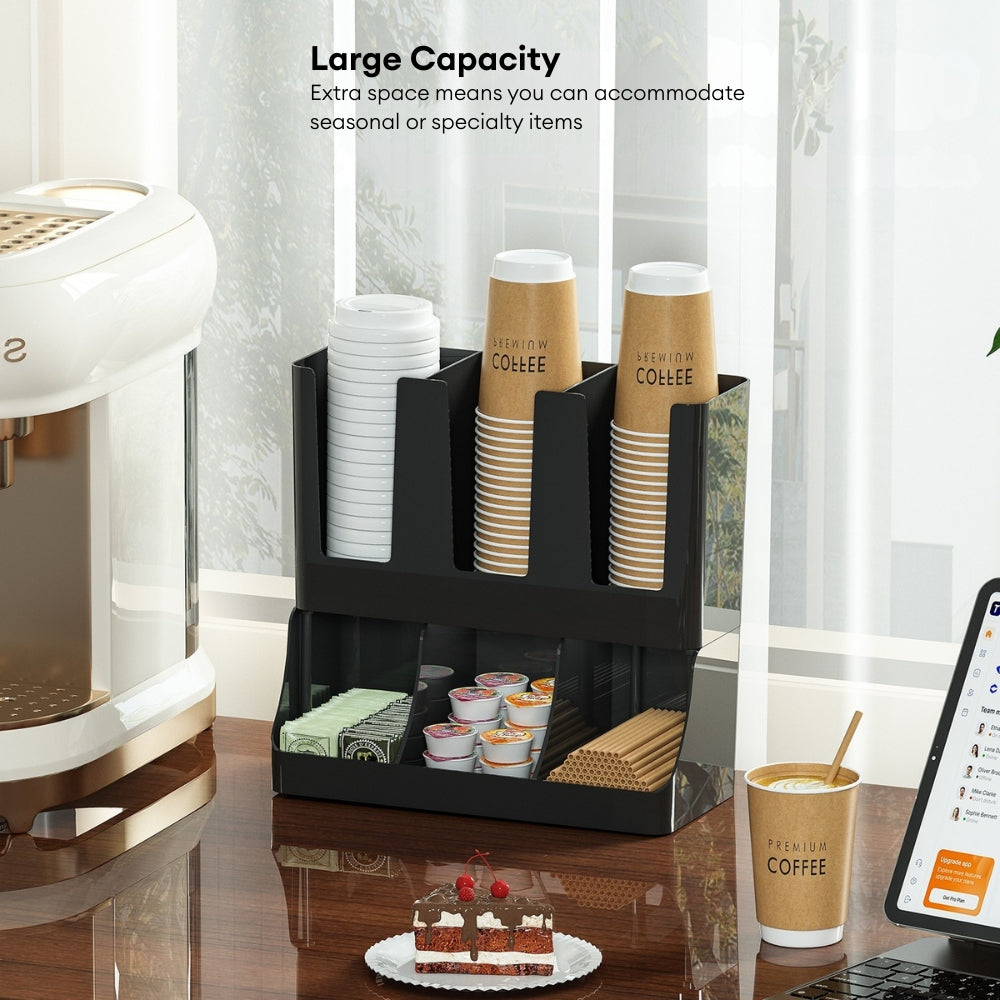 LOCAUPIN Two Layer Wall Mounted Paper Cup Holder Multifunctional Storage Rack Coffee Cups Dispenser  Organizer