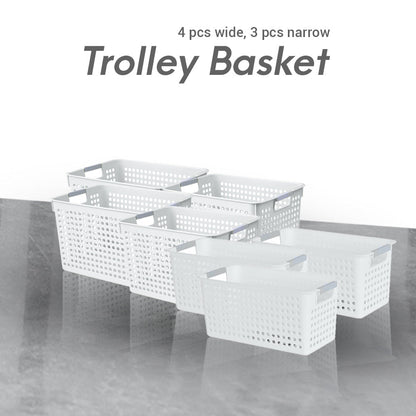 Locaupin Office Desk Hollow Wide Storage Basket Bin For School Supplies Kitchen Bathroom Cosmetic Toys Organizer with Handle Set