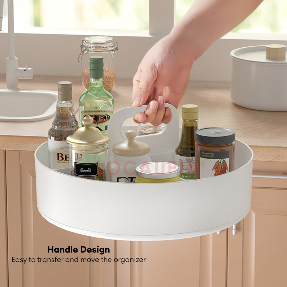 LOCAUPIN Rotatable Round Kitchen Storage Condiments Rack Organizer Seasoning Bottle Compartment Rotating Spice Rack