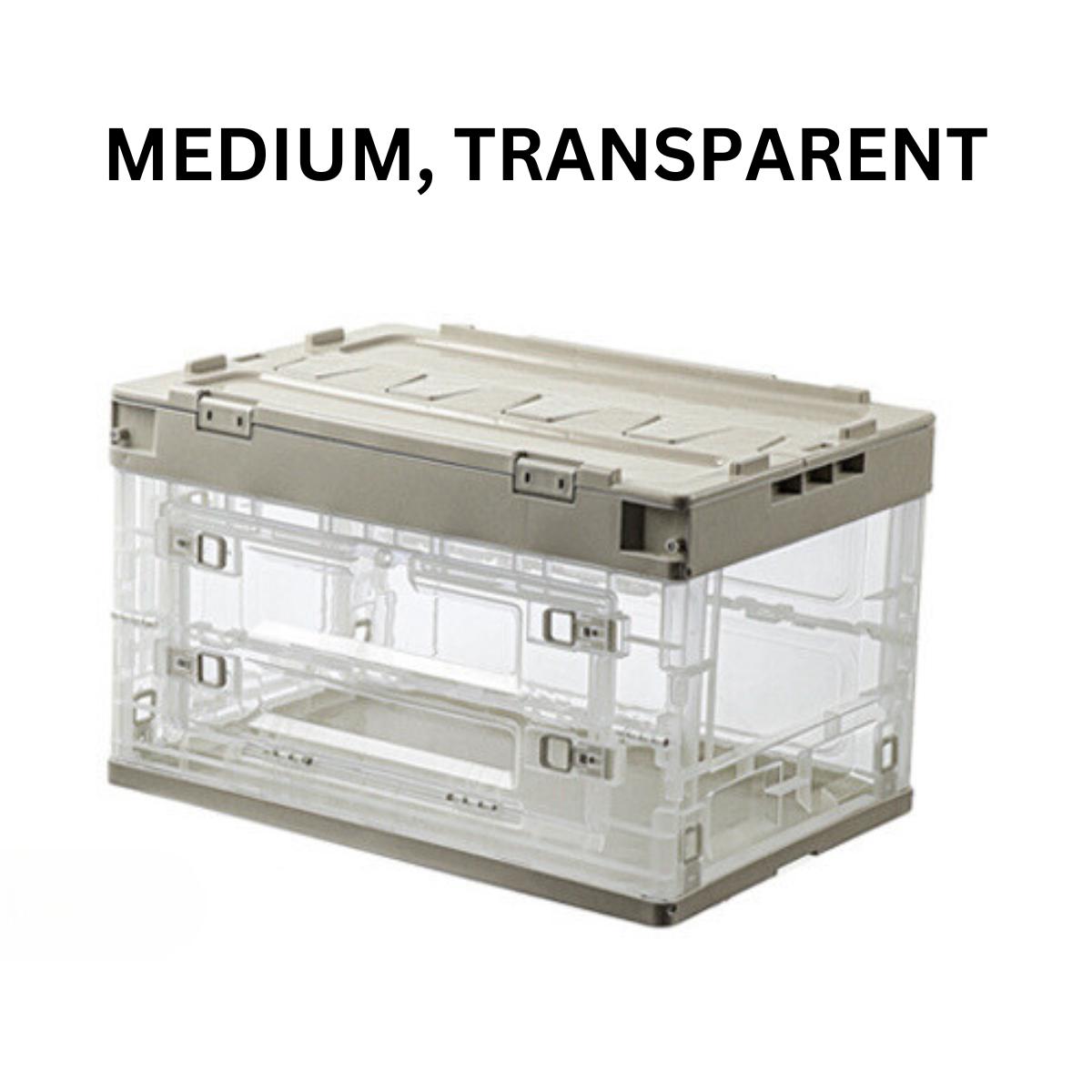 Locaupin Plastic Collapsible Storage Box Case Space Saver Closet Wardrobe Organizer Indoor Outdoor Container Car Compartment