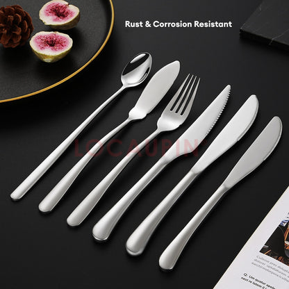 LOCAUPIN 304 Stainless Steel Tableware Cutlery Utensil Set Spoon and Fork Food Grade Premium Dinnerware Cutlery Sets