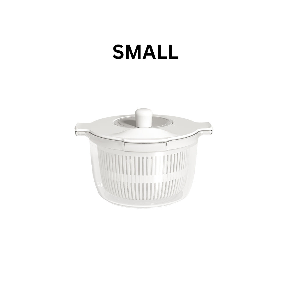 Salad Spinner Plastic Bowl Drainer for Fruits and Vegetables (White)