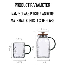 Load image into Gallery viewer, Locaupin  Borosilicate Glass Wooden Lid Pitcher with Cup Transparent Heat Cold Resistant Drinking Glass Cup Set Drinkware Bottle
