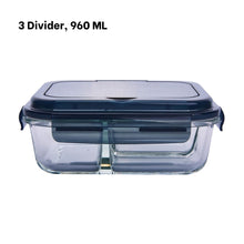 Load image into Gallery viewer, LOCAUPIN Glass Lunch Box with Spoon and Fork Microwavable Oven Safe Divider Food Storage Container
