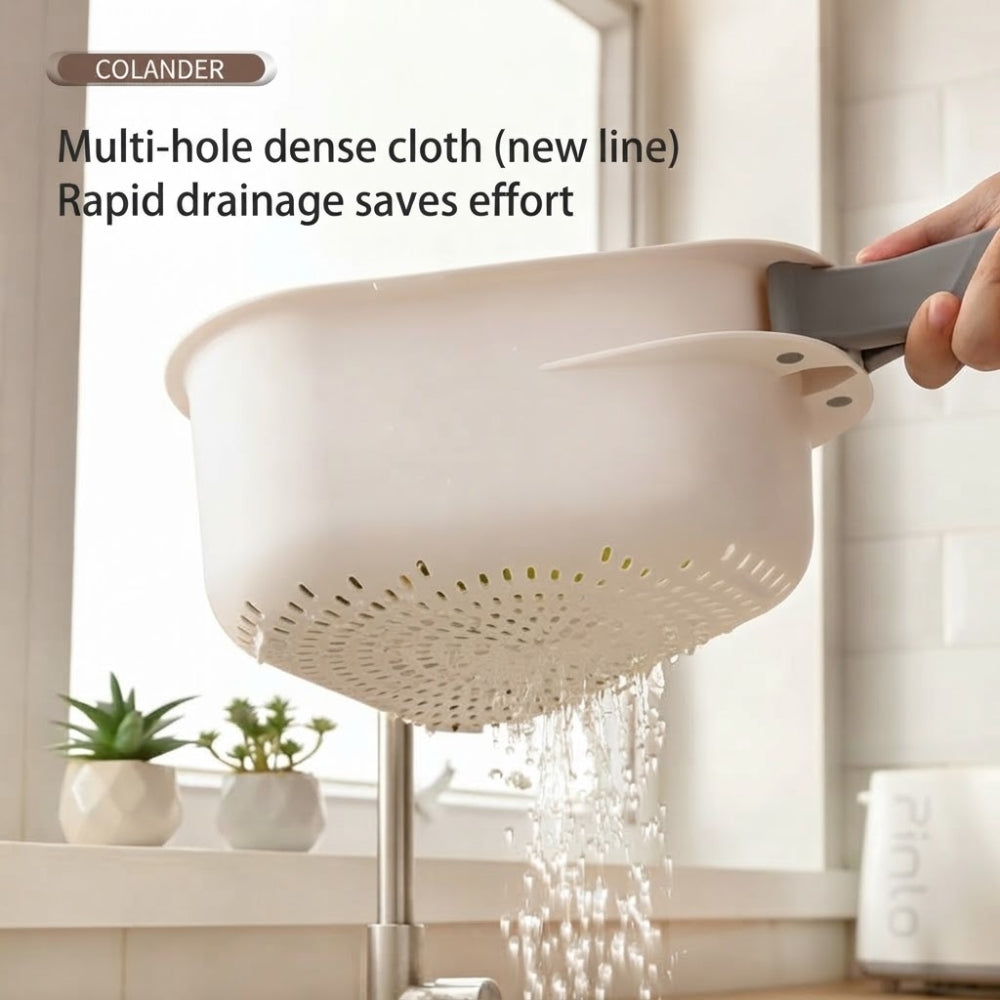 LOCAUPIN Foldable Handle Colander Draining Basket Food-Grade Vegetable & Fruit Strainer Space-Saving Triangle Basket
