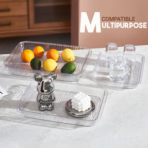 Locaupin Clear Rectangular Serving Food Tray Fruit Salad Bowl Container Multifunctional Appetizer Snacks Platter