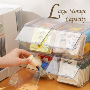 Locaupin 1 Piece Clear Tea Bag Storage Container Box with Lid Stackable Bin Pantry Shelf Organizer Coffee Pods Packets Holder