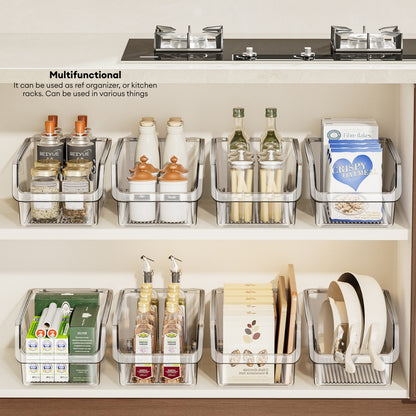 LOCAUPIN Clear Fridge Organizer Bin – BPA-Free Stackable Refrigerator Box for Food & Drink, Kitchen Shelf Organizer