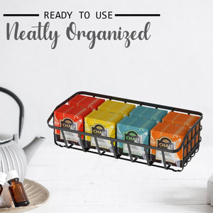 Locaupin Metal Wire Tea Bag Organizer Coffee Pods Packets Caddy Holder Seasoning Accessories Storage Basket