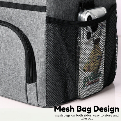 Locaupin Insulated Lunch Box and Ice Drink Bag Large Capacity Waterproof with Strap and Side Pockets Portable Food Drinks Storage