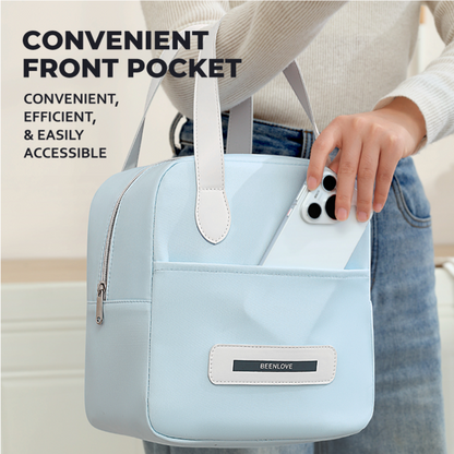 Locaupin Smiley Food Bag Waterproof and Insulated Meal Bags with Front Pocket Large Capacity Office School Portable Lunch Storage