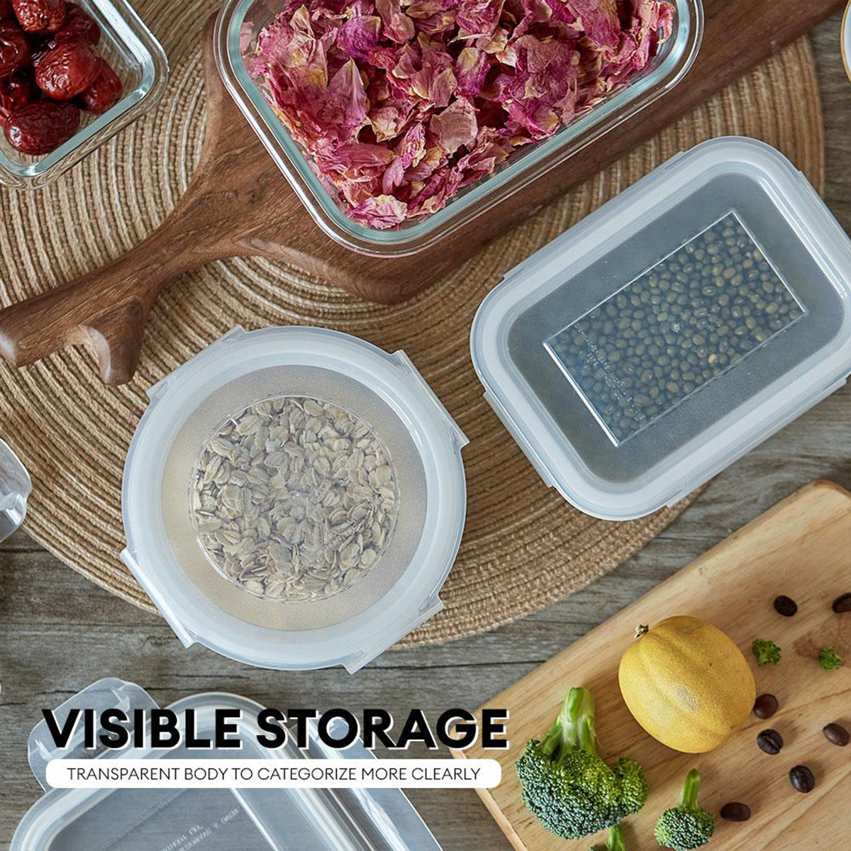 LOCAUPIN B1T1 2-Pack Airtight Borosilicate Glass Food Containers with Silicone Lid Microwave Safe Leakproof Lunch Box