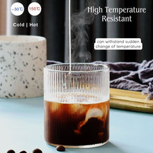 Load image into Gallery viewer, LOCAUPIN Ribbed Pattern Cocktail Coffee Mug Hot Cold Beverages Borosilicate Glass Water Cup
