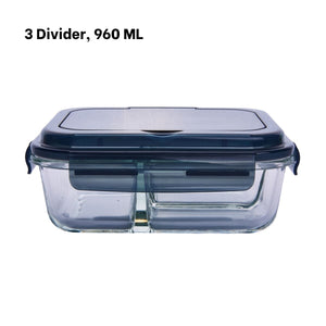LOCAUPIN Glass Lunch Box with Spoon and Fork Microwavable Oven Safe Divider Food Storage Container