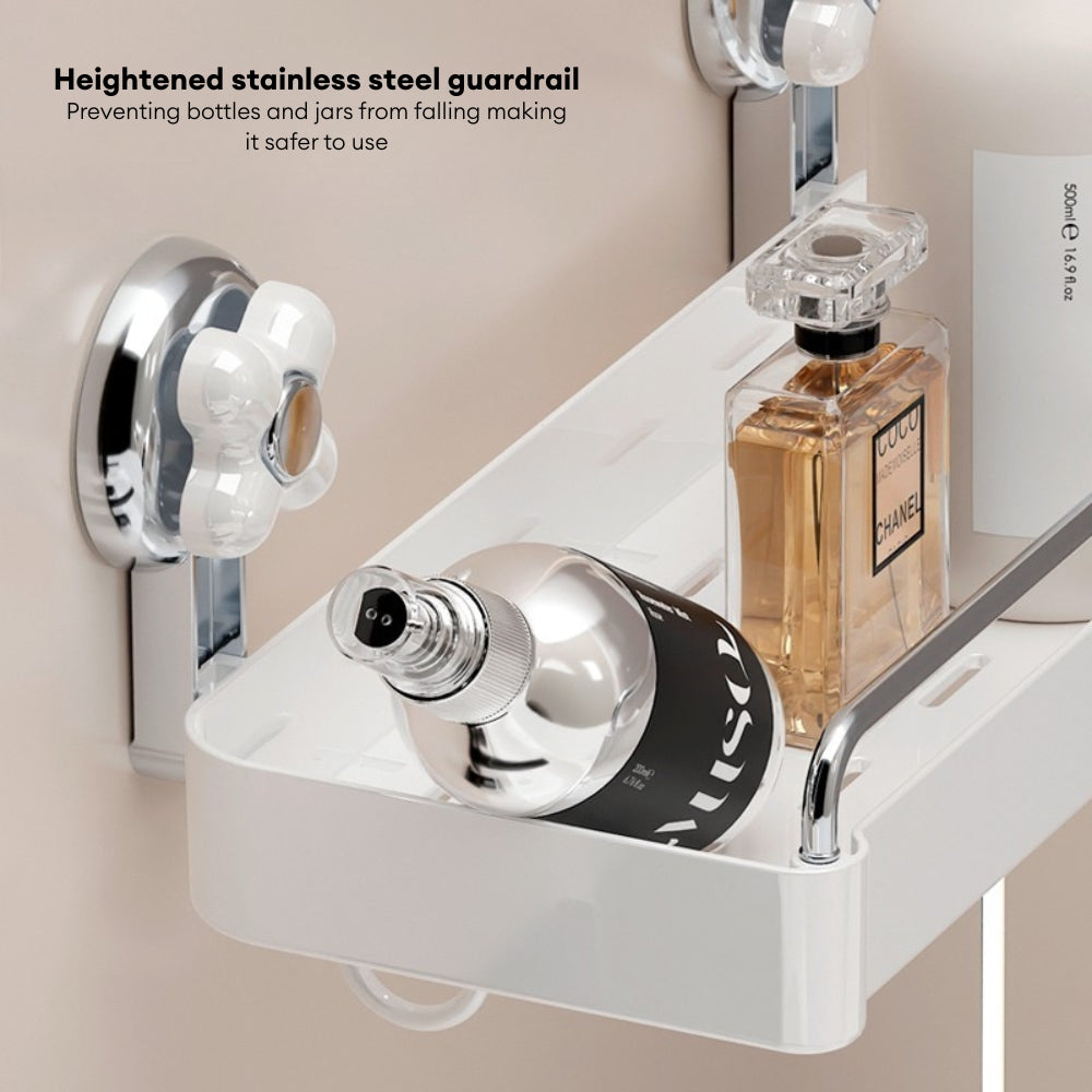 LOCAUPIN Wall Mounted Kitchen Racks Organizer Hanging Multifunctional Sunction Cup Spice Rack Storage Space Saving Shelf