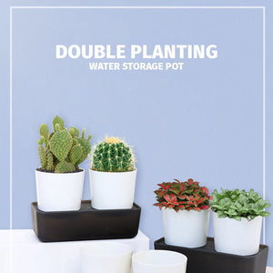 Locaupin Dual Self Watering Planter in One Water Storage Base Indoor Flower Garden Plant Wicking Pot with Drain Holes