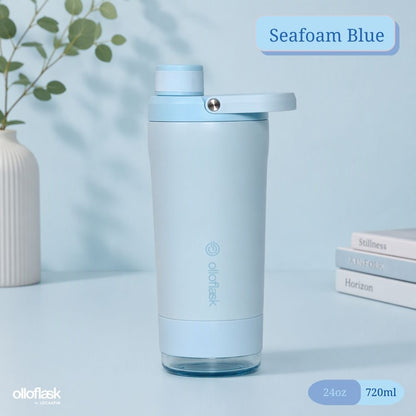 Locaupin Fusion Series (24oz) Insulated 2IN1 Wellness Protein Shaker Bottle with Tritan Bottom Cup