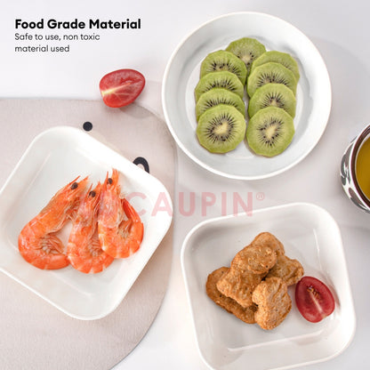 LOCAUPIN 6pcs Plates Set with Plates Storage Organizer Kitchenware Dish Rack Round Square Plastic Plate Dinnerware Set