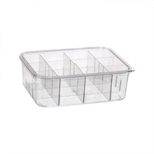 Load image into Gallery viewer, Locaupin Transparent Stackable Multipurpose Storage Organizer Kitchen Wardrobe Box with Removable Divider Sorting Container
