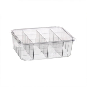 Locaupin Transparent Stackable Multipurpose Storage Organizer Kitchen Wardrobe Box with Removable Divider Sorting Container