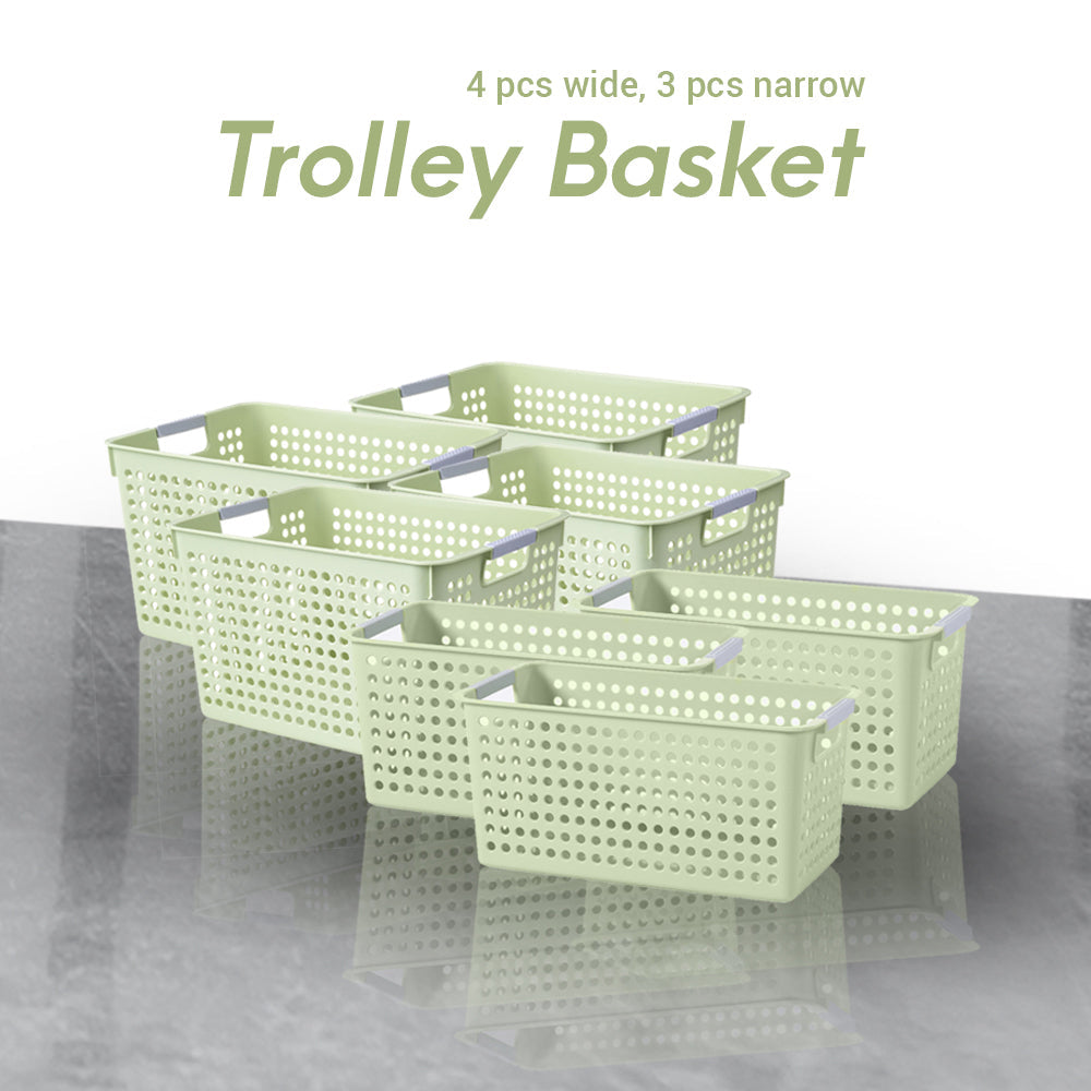 Locaupin Office Desk Hollow Wide Storage Basket Bin For School Supplies Kitchen Bathroom Cosmetic Toys Organizer with Handle Set