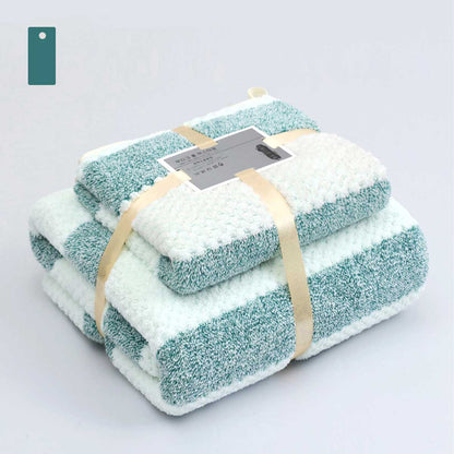 Locaupin Set of 2 Bath and Face Towel Shower Accessories Gift Quick Drying High Absorbent Body Wash Cloth