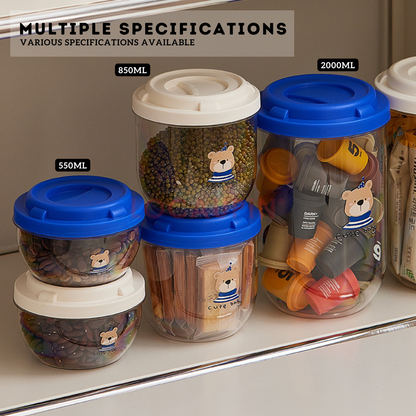 Locaupin Set of 3 Multifunctional Airtight Canister Stackable Food Storage Kitchen Pantry Moisture-Proof Fresh Keeping Containers