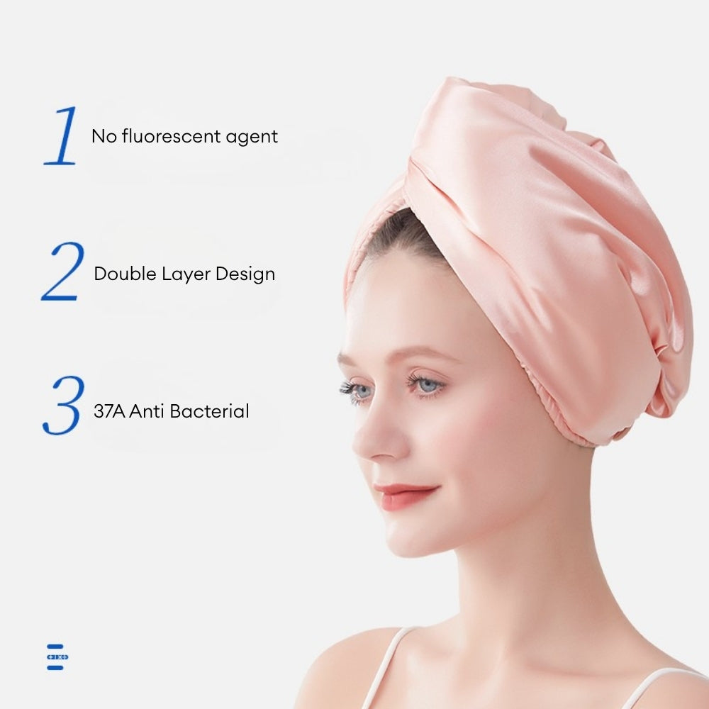 LOCAUPIN Quick Dry Hair Drying Cap Towel Double Layer Silk Bathroom Hat Bathing Shower Hair Cap Anti-bacterial Dry Cap