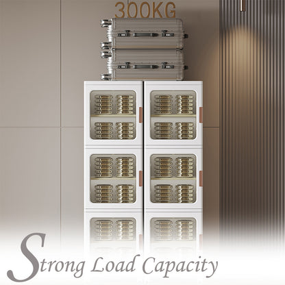 Locaupin Foldable Shoe Cabinet Covered Storage Box Dustproof Wardrobe Organizer For Entryway Bedroom Hallway Display